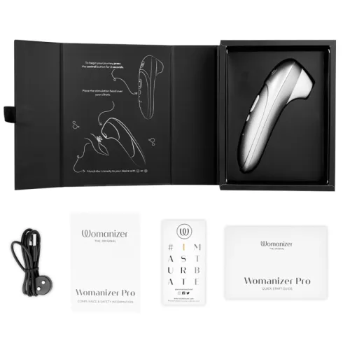 Womanizer Pro Vibrátor Klitorisz stimuláló 11 fokozat Vízálló Ezüstszürke