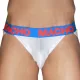 Macho férfi jockstrap anatómiai kialakítás dupla támasz L fehér-kék