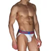 Macho férfi jockstrap anatómiai kialakítás dupla támasz L fehér-kék
