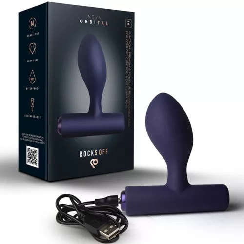 Rocks-Off Anál plug 16 rezgésfokozatú, vízálló, prosztata stimuláló kék USB újratölthető