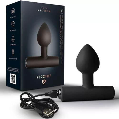 Rocks-off Anál plug Rezgő 16 funkció USB töltés Fekete