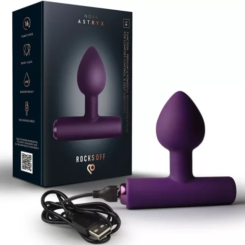 Rocks-off Anál plug Rezgő 16 funkció USB-töltés Lila