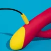 Romp Vibrátor Kettős stimuláció USB újratölthető vízálló piros