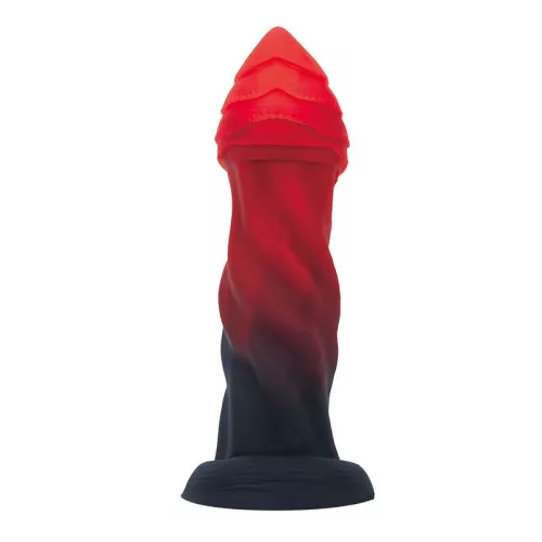 Power Monsters Dildó Szívófejes, Spirálos Textúrával 25 cm Piros-fekete
