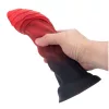 Power Monsters Dildó Szívófejes, Spirálos Textúrával 25 cm Piros-fekete