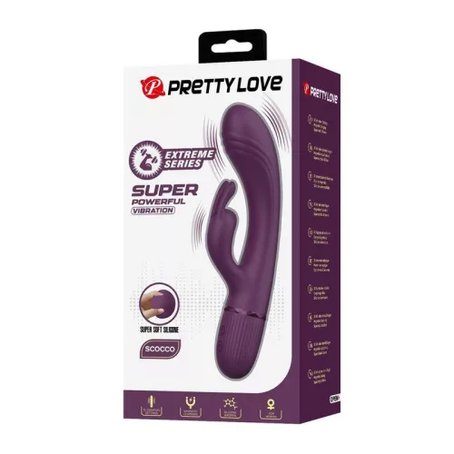 Pretty Love Vibrátor Kettős stimuláció, 10 mód USB újratölthető Lila