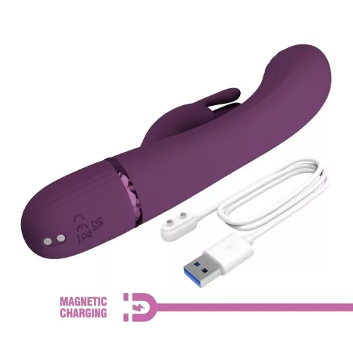 Pretty Love Vibrátor Kettős stimuláció, 10 mód USB újratölthető Lila