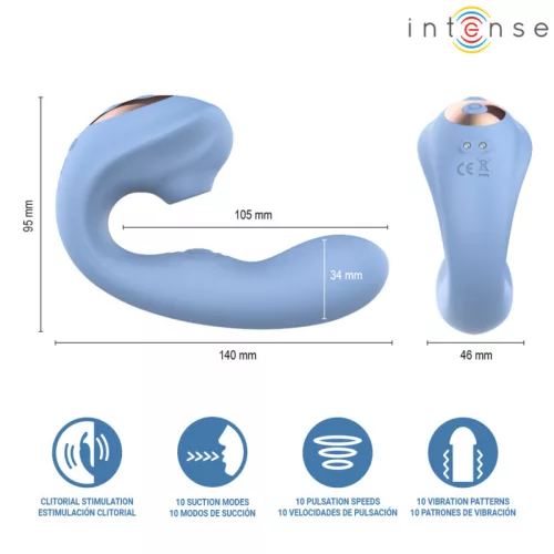 Intense Vibrátor Szívó, Pulsáló, Rezgő 14 cm Kék