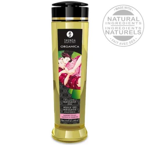 Shunga Organica ehető masszázsolaj - málnaízű, 240ml