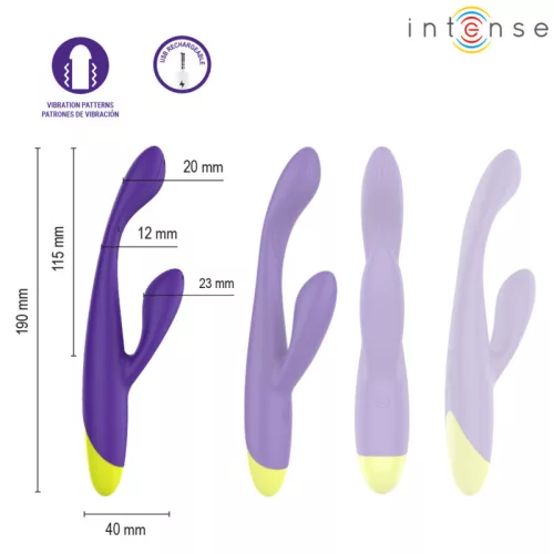 Intense Vibrátor USB újratölthető, 10 mód, G-pont és csiklóstimuláló, vízálló, 19 cm