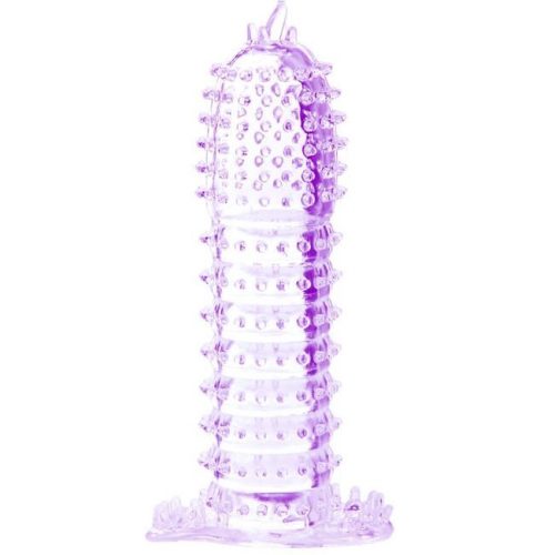 BAILE – stimuláló pöttyös péniszborítás, lila, 14 cm