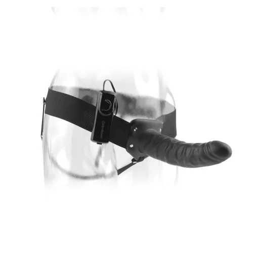 Fetish Fantasy – 19 cm-es vibráló üreges strapon – fekete