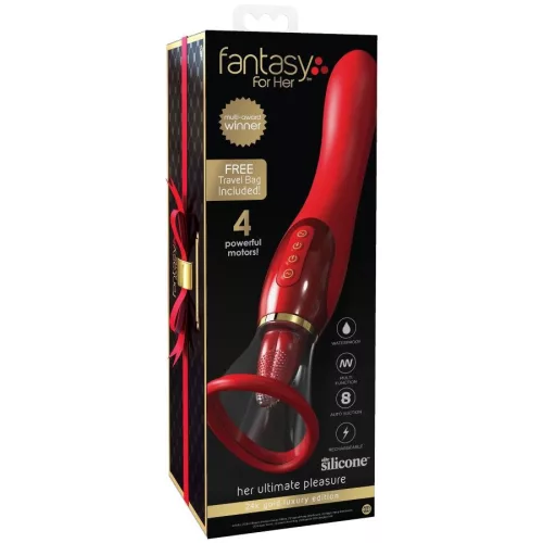 Fantasy For Her Vibrátor Szívó, Nyelv, Rezgő, G-pont stimuláló Piros 24K arany díszítés