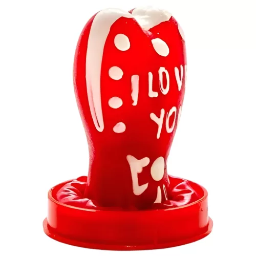 I Love You - kézzel festett dizájn óvszer (1db)