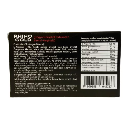 Rhino Gold Alkalmi potencianövelő kapszula - 6 db