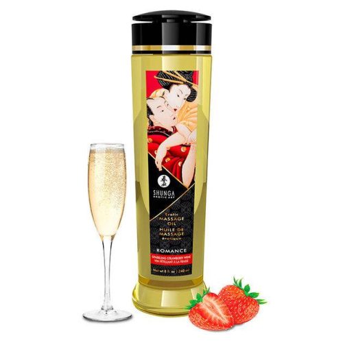 Shunga erotikus masszázsolaj - pezsgő és eper 240ml