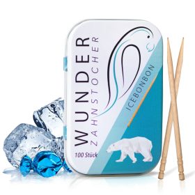   Ízesített fogpiszkáló fémdobozban - mentolos cukor ízű 100 db