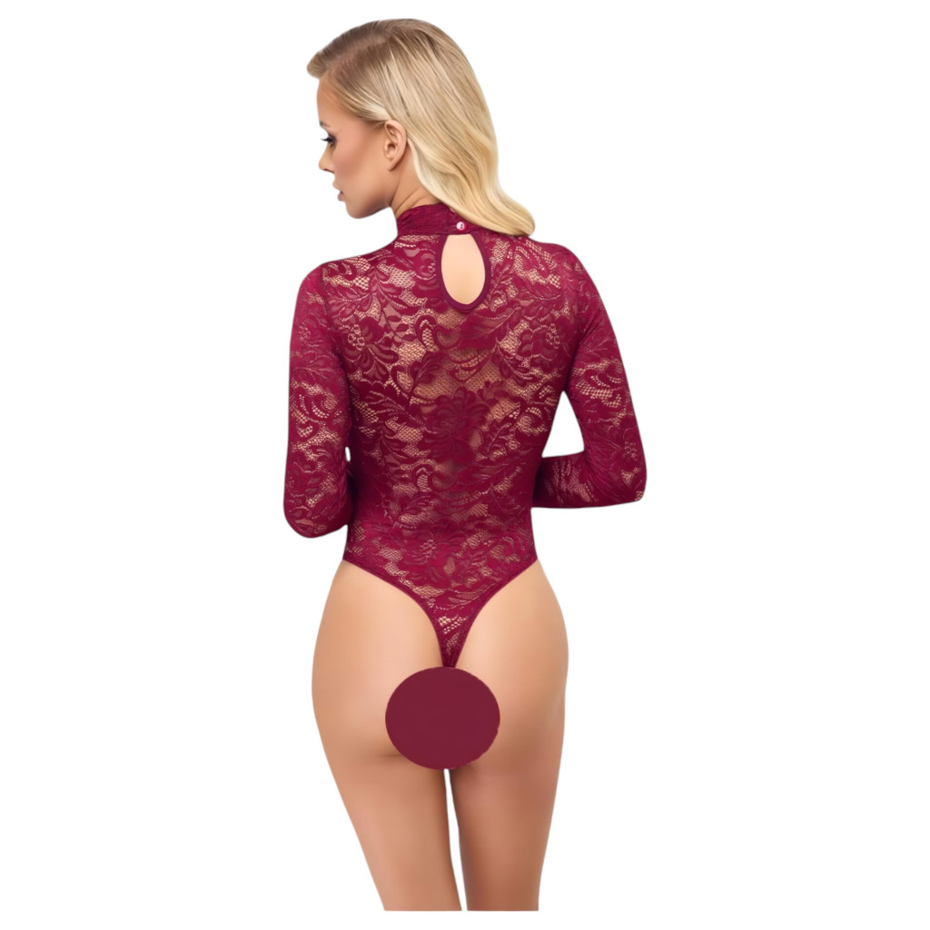 / Cottelli - átlátszó csipke body (piros)