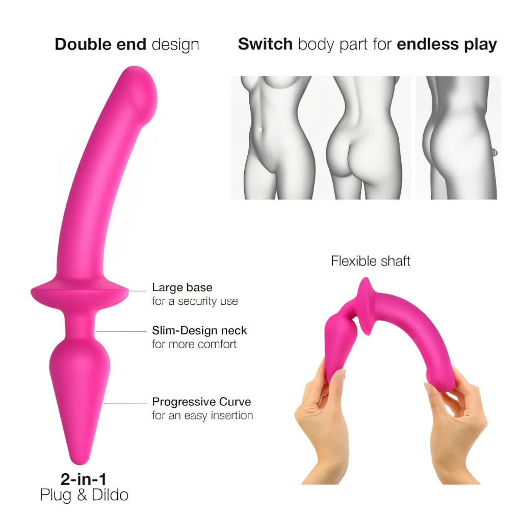 / Strap-on-me Switch Semi-Realistic XXL - 2in1 dildó (pink)