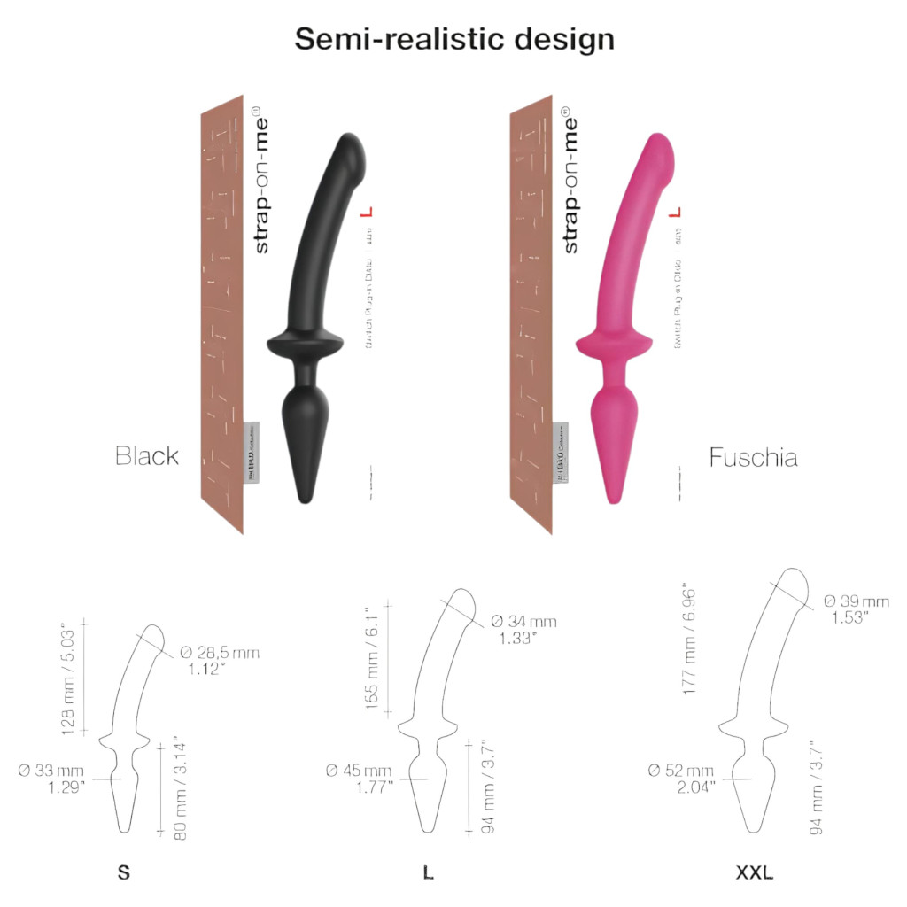 / Strap-on-me Switch Semi-Realistic XXL - 2in1 dildó (pink)