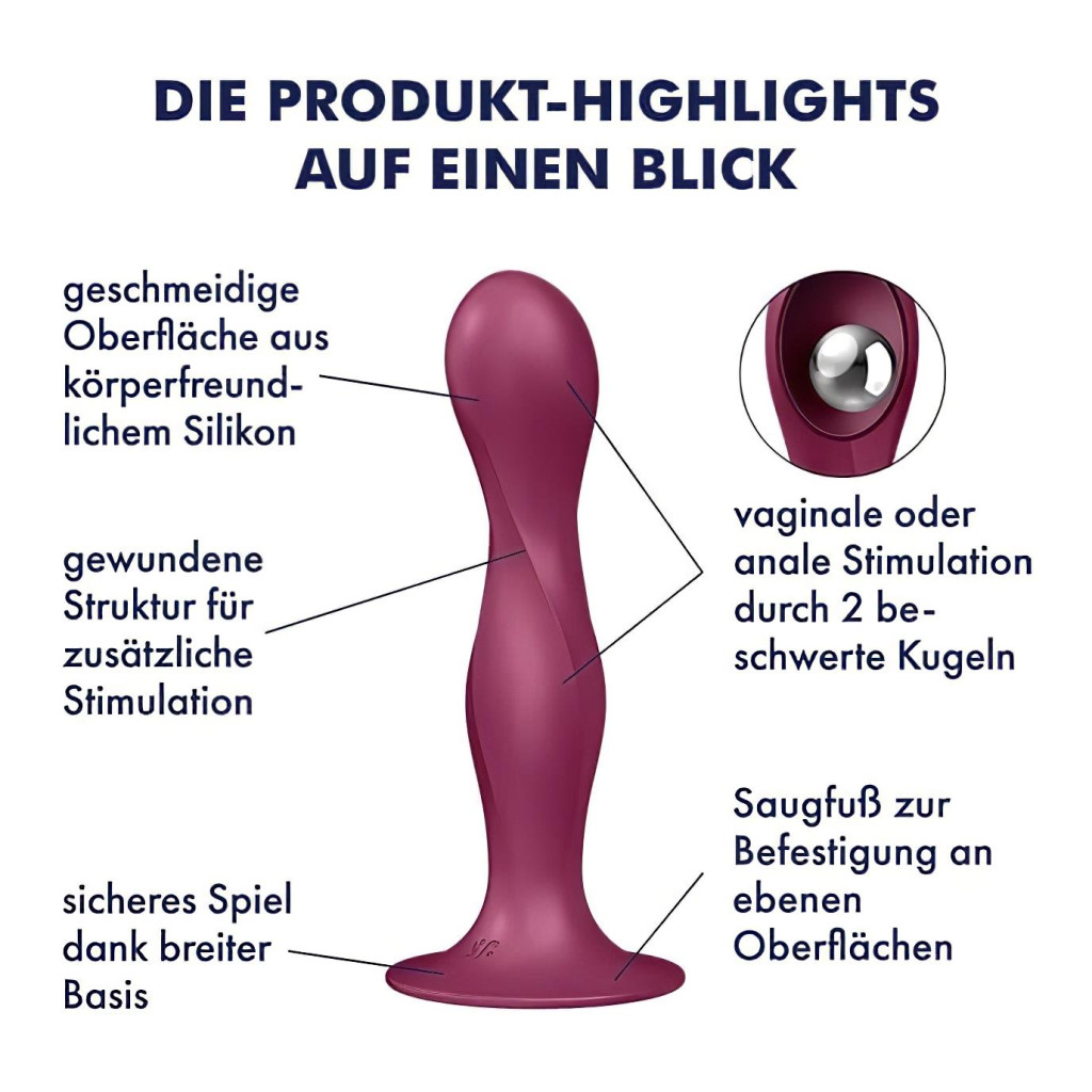 Satisfyer Double Ball-R - tapadókorongos súlyozott dildó (piros) Satisfyer Double Ball-R - tapadókorongos súlyozott dildó (piros)