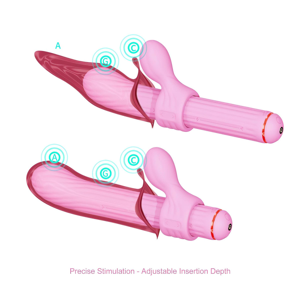 / Magic Stick - vibrátor, cserélhető feltétekkel (pink)