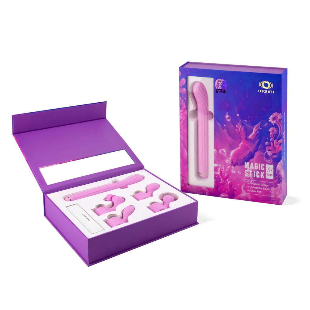 / Magic Stick - vibrátor, cserélhető feltétekkel (pink)
