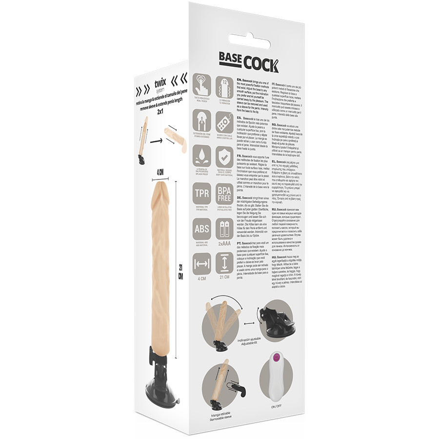 BASECOCK – távirányítós, valósághű vibrátor 21 cm