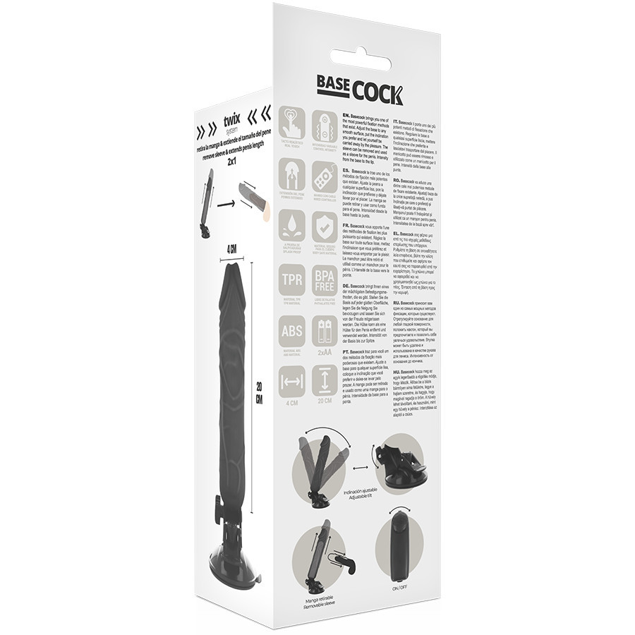 BASECOCK – valósághű vibrátor távirányítóval, 20 cm