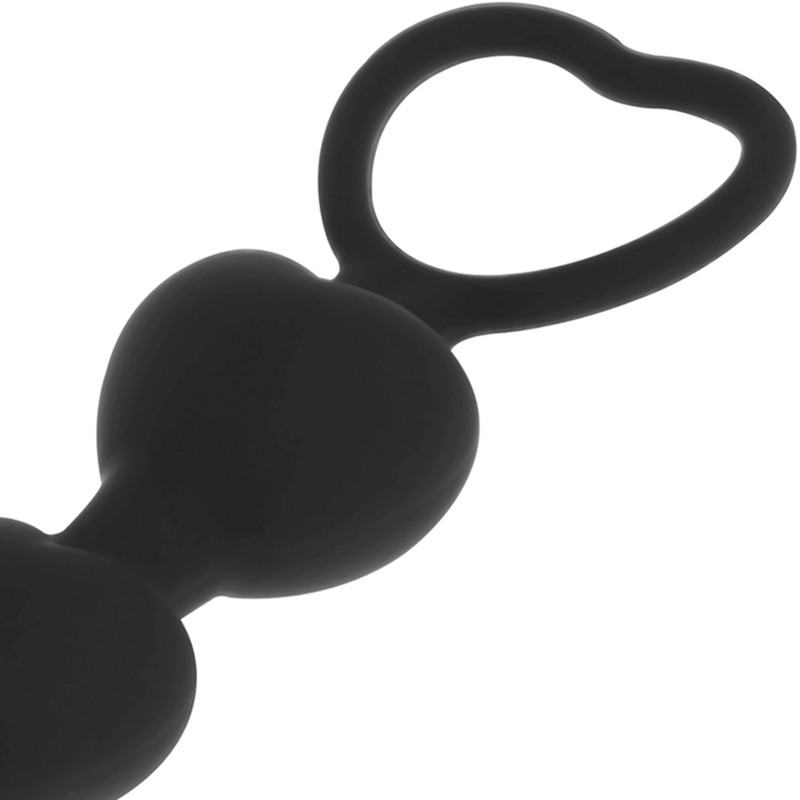 BLACK&SILVER - érzéki anális lánc szív formával 18 cm