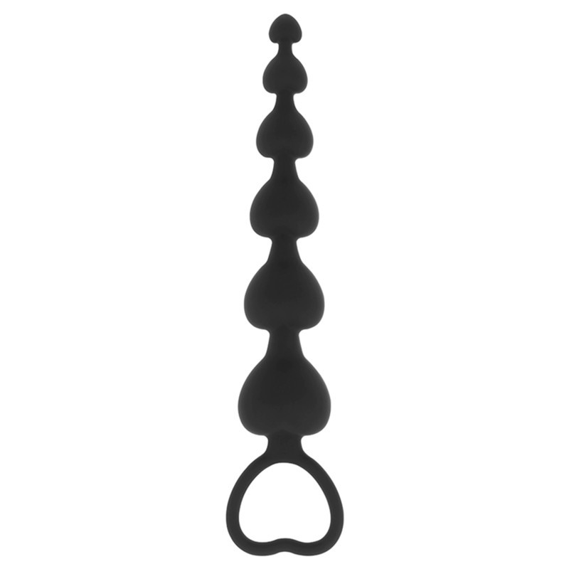 BLACK&SILVER - érzéki anális lánc szív formával 18 cm