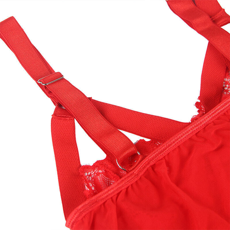 SUBBLIME - Elegáns piros teddy harisnyatartóval L/XL