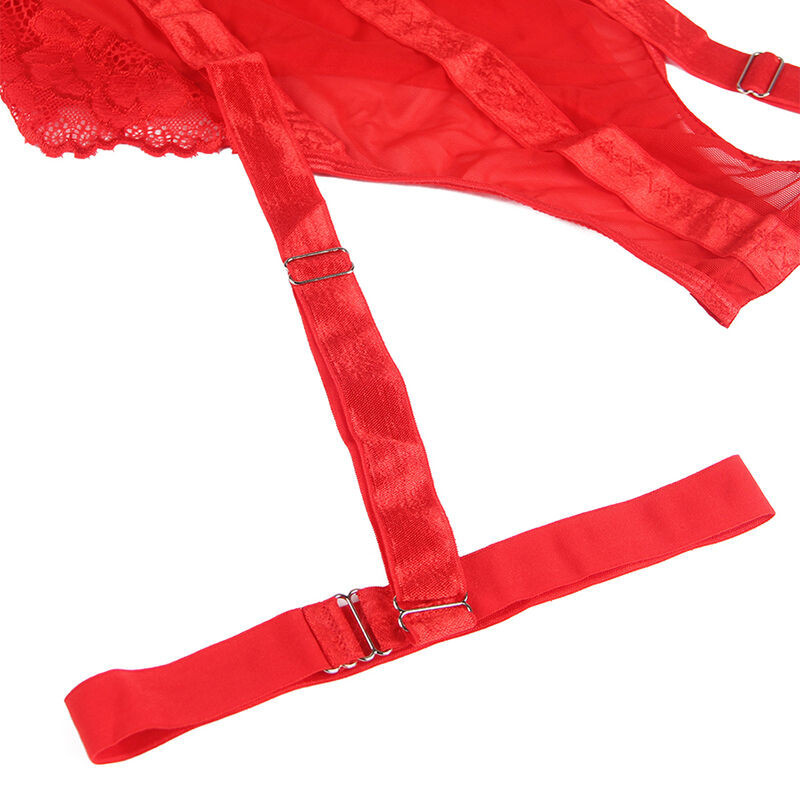SUBBLIME - Elegáns piros teddy harisnyatartóval L/XL