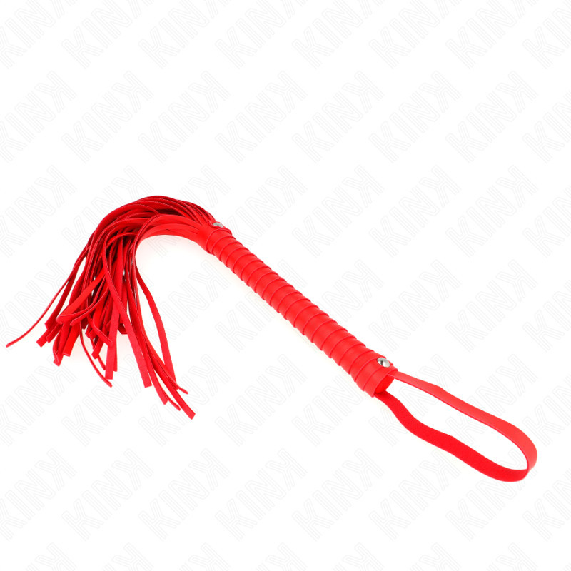KINK – piros textúrájú markolatú korbács, 48,5 cm