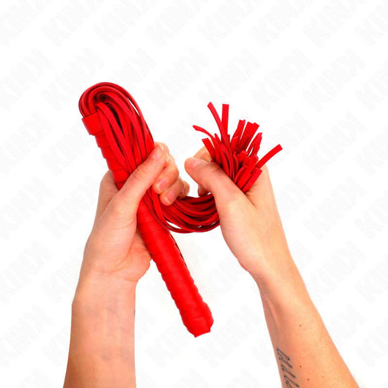 KINK – piros textúrájú markolatú korbács, 48,5 cm