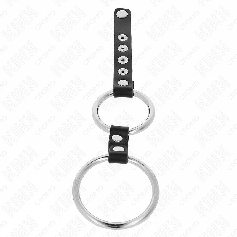 KINK – dupla fém péniszgyűrű bőr kapcsolattal KINK – dupla fém péniszgyűrű bőr kapcsolattal