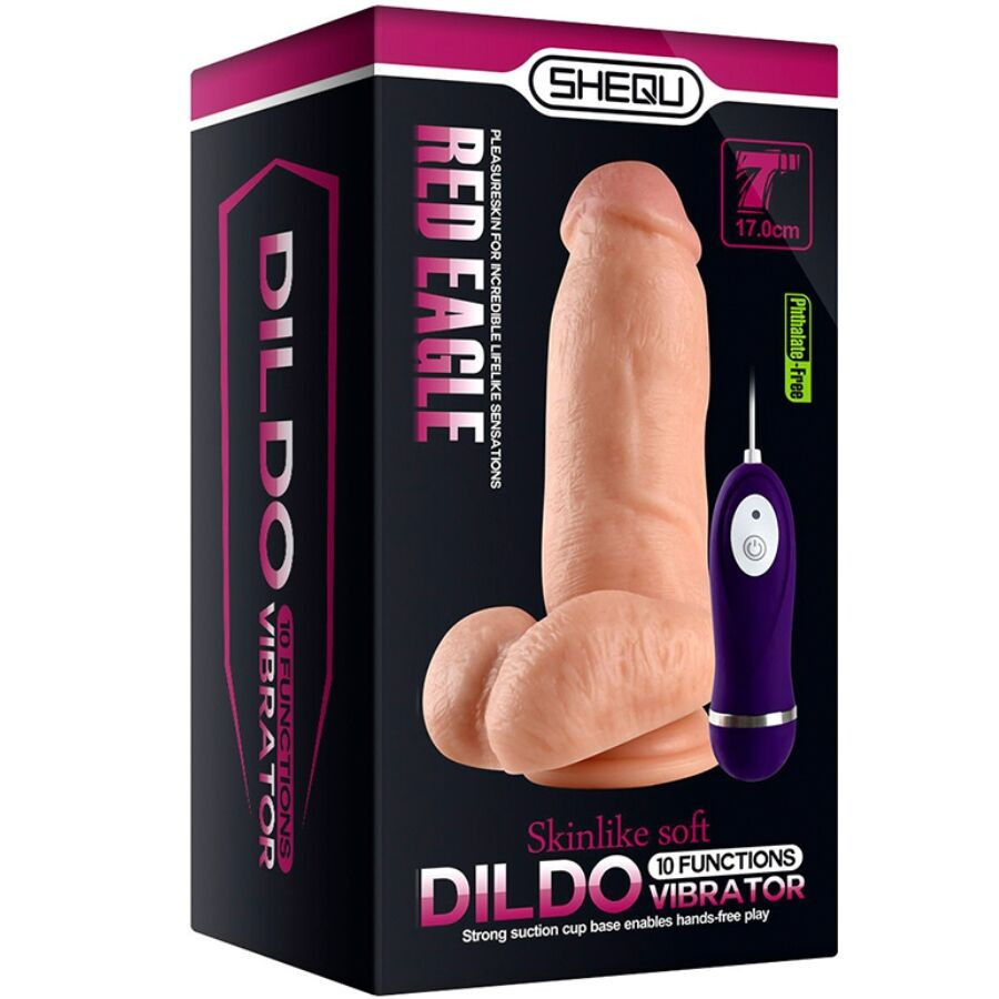 SHEQU Red Eagle – távirányítós vibrátor dildo 17 cm