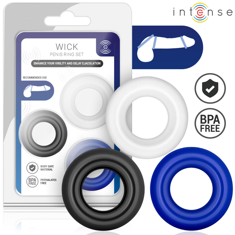 Intense Péniszgyűrű szett 3 darab vízálló ergonómikus színes